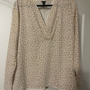 Ann Taylor Beige Geometric Blouse